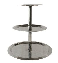 The stand shows 3-Tiers silver in color with a handle on top. Its Practical and Clever.